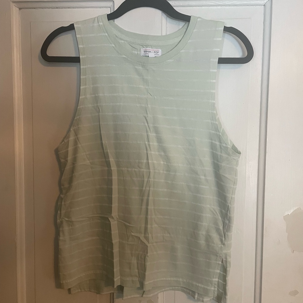 Small Mint Green Sleeveless Striped Top